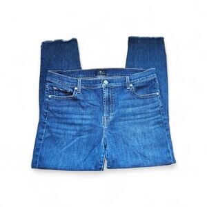 For All Mankind Ankle Slice Jeans – Dark Wash Raw Hem